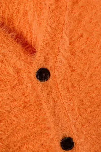 Håret cardigan med V-hals – Orange