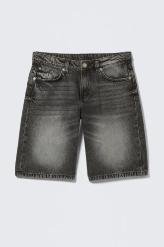 Imoo lavtaljede denimshorts med brede ben – Haunted Black – Sort
