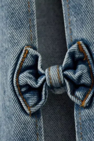 Imoo lavtaljede Jeans med brede ben og sløjfe – mellemblå – mellemblå