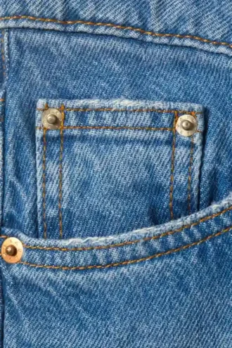 Imoo lavtaljede, løse Jeans med brede ben – Kallithea Blue – Mellemblå