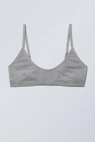 Inez Scooped Cotton Bralette – Grå melange
