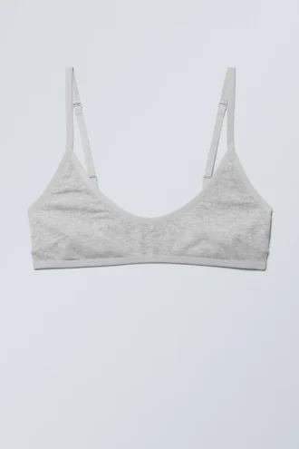 Inez Scooped Cotton Bralette – Grå melange