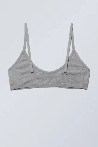 Inez Scooped Cotton Bralette – Grå melange