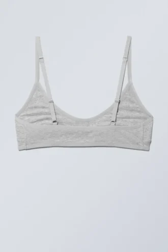 Inez Scooped Cotton Bralette – Grå melange