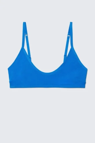 Inez Scooped Cotton Bralette – Lys blå