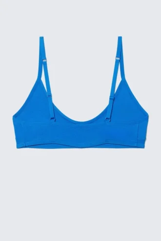 Inez Scooped Cotton Bralette – Lys blå