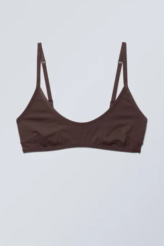 Inez Scooped Cotton Bralette – Mørk blomme