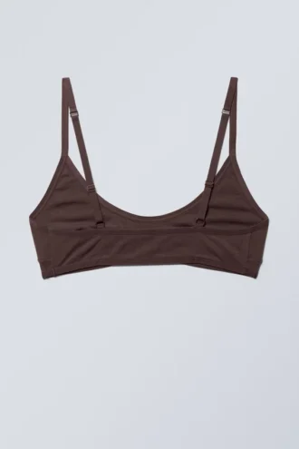 Inez Scooped Cotton Bralette – Mørk blomme