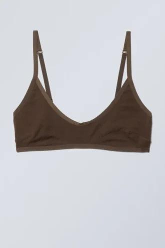 Inez Scooped Cotton Bralette – Mørkebrun