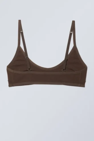 Inez Scooped Cotton Bralette – Mørkebrun