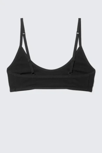 Inez Scooped Cotton Bralette – Sort