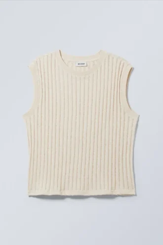 Jacquard-strikket toppe – lys støvet hvid