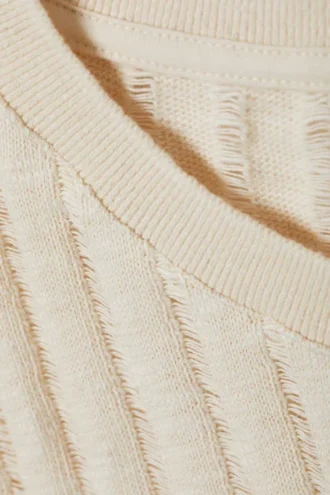Jacquard-strikket toppe – lys støvet hvid
