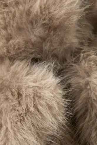 Jakke i imiteret pels – beige/brun leopardmønster