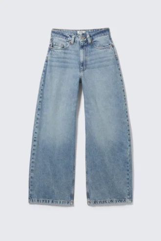 Jeans med høj talje og tøndeformede ben – Fresh Blue – Lys blå