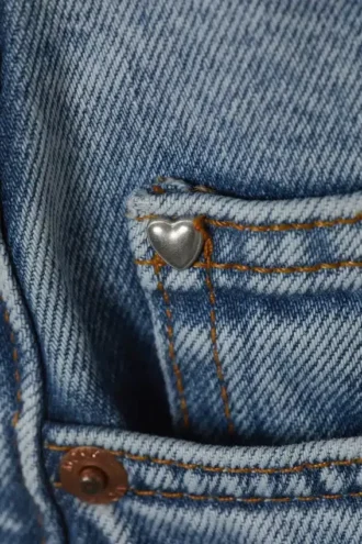 Jeans med høj talje og tøndeformede ben – Fresh Blue – Lys blå