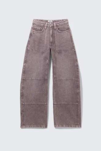 Jeans med høj talje og tøndeformede ben – støvet lilla