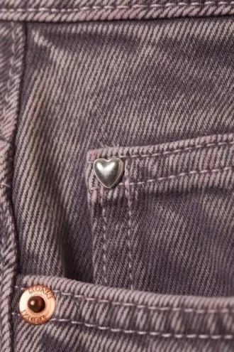Jeans med høj talje og tøndeformede ben – støvet lilla
