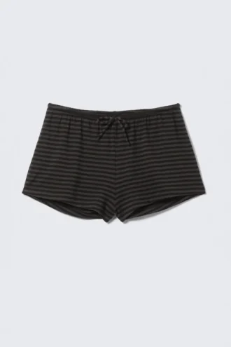 Jersey-shorts med elastisk linning – sorte og grå striber