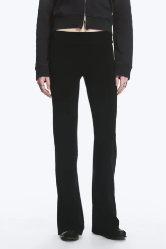 Jerseybukser med lav talje og bootcut – Sort
