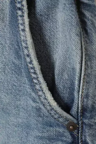 Joggingbukser i denim med lav talje og løs pasform – Torn Blue – Medium Blue