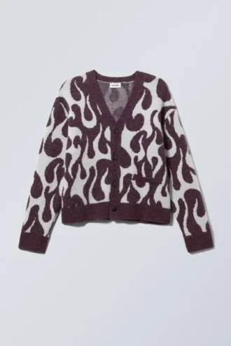 Jonas Regular Cardigan – Sort & Blå Organic Flames