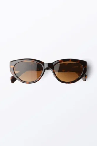 Kantede cat-eye solbriller – skildpaddeskalsfarvede – brune glas