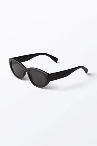Kantede Cat-Eye solbriller – Sort – Sorte glas