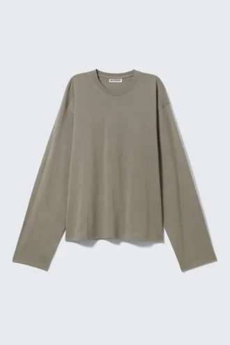 Kasseformet langærmet t-shirt – grå