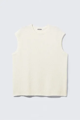 Kasseformet strikket veste med struktur – off-white