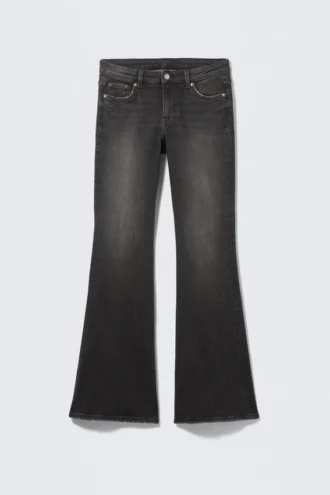 Katsumi lavtaljede jeans med smalle ben og udvidede ben – Phantom Black – Sort