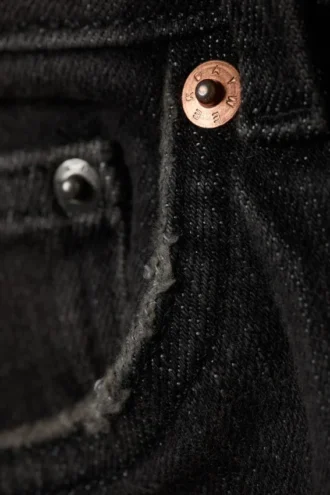 Katsumi lavtaljede jeans med smalle ben og udvidede ben – Phantom Black – Sort