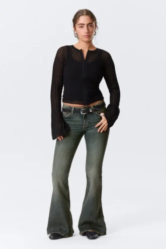 Katsumi Low Rise Slim Flared Leg Jeans – Desert Blue – Mørkeblå