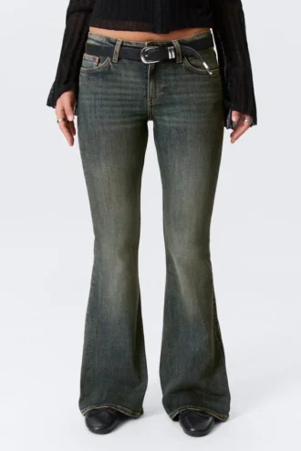 Katsumi Low Rise Slim Flared Leg Jeans – Desert Blue – Mørkeblå