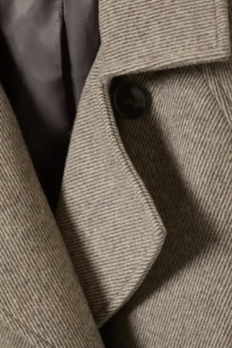 Kia oversized dobbeltradet frakke i uldblanding – lys beige