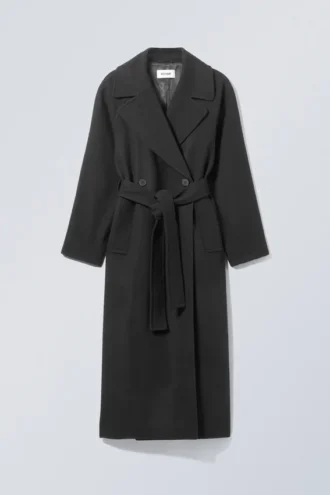 Kia oversized frakke i uldblanding – sort