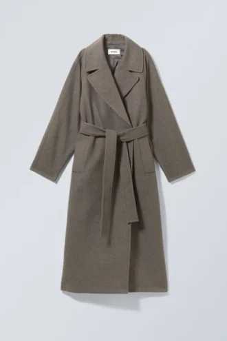 Kia oversized frakke i uldblanding – taupe