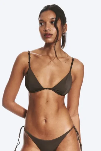 Knot Triangle Bikini Top – Dark Mole