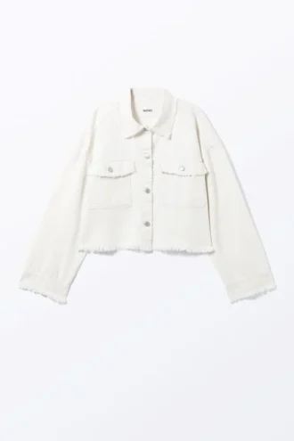 Kort, boxy twill-jakke – hvid