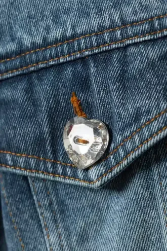 Kort oversized denimjakke med Barrel-ærmer – Starling Blue