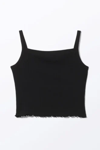 Kort ribbet toppe – sort