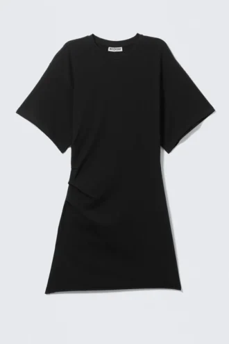 Kortærmet mini-T-shirtkjole – sort