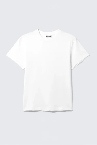 Krympet kortærmet bomulds-T-shirt – hvid