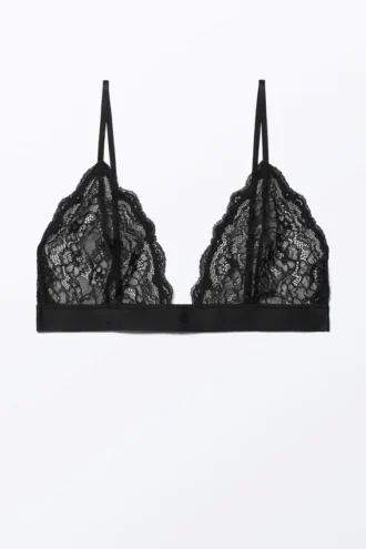 Lacey Soft Lace Triangle Bra – Sort