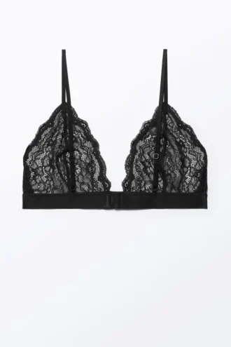 Lacey Soft Lace Triangle Bra – Sort
