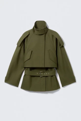 Lagdelt teknisk trenchcoat – khakigrøn