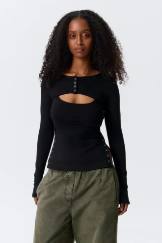 Lagdelt todelt bolero-singlet – sort
