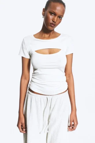 Lagdelt todelt bolero-top – hvid