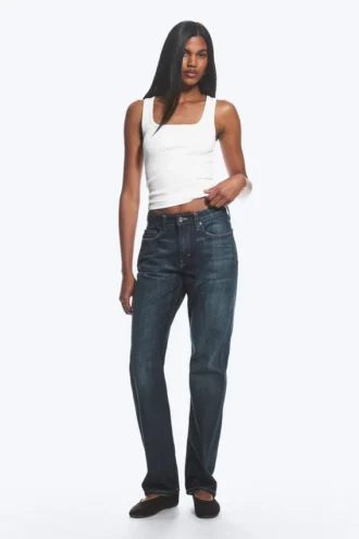 Laika Mid Rise Regular Straight Jeans – Deep Sea Blue – Mørkeblå
