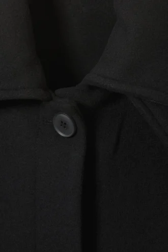 Lang oversized frakke i uldblanding – sort